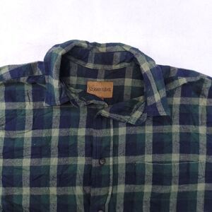 St Johns Bay Gingham Flannel Long Sleeve Button Up Shirt Mens Size S Blue Green